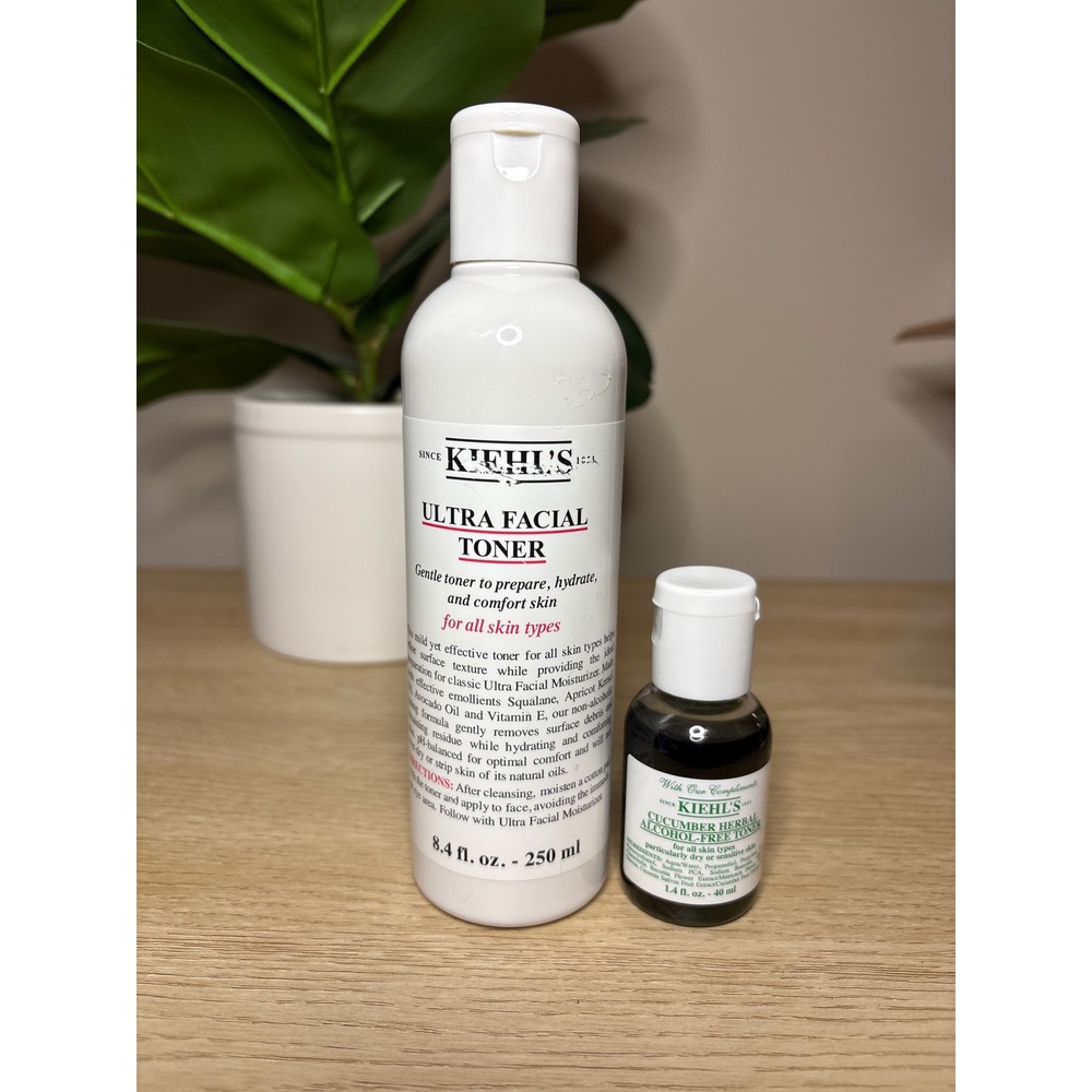 Kiehls Ultra Facial Toner 8.4oz & Cucumber Herbal Toner 1.4oz Skincare Bundle